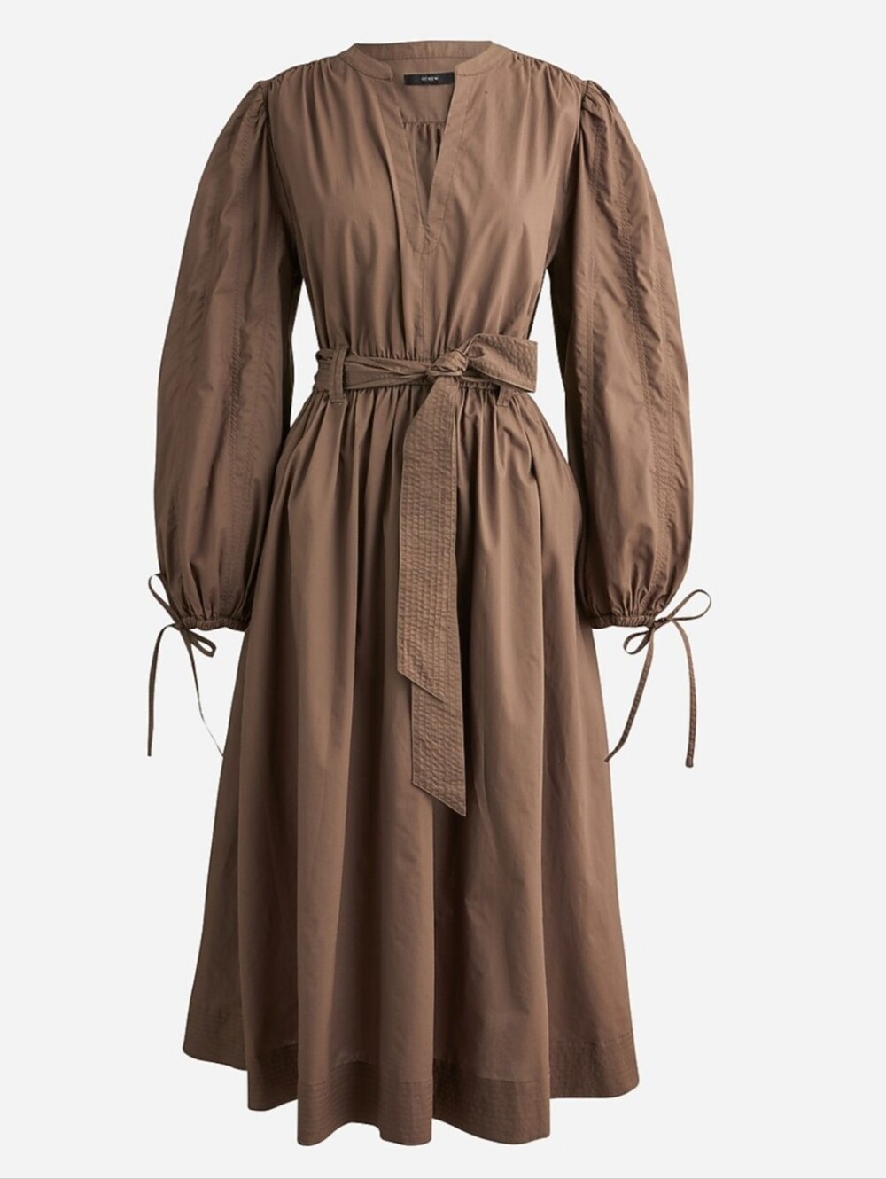 J.CREW Tie Waist Vneck Cotton Dress - Picture 3 of 9